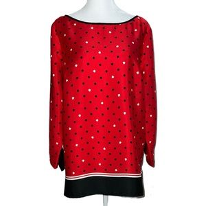 Liz Claiborne Career Women’s Simply Romantic Dots & Hearts Blouse Size Med NWT